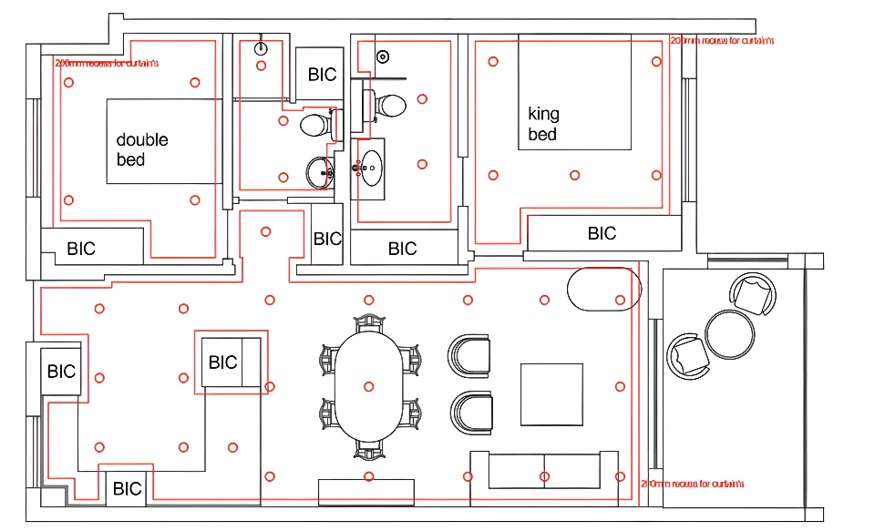 Lighting and electrical layout