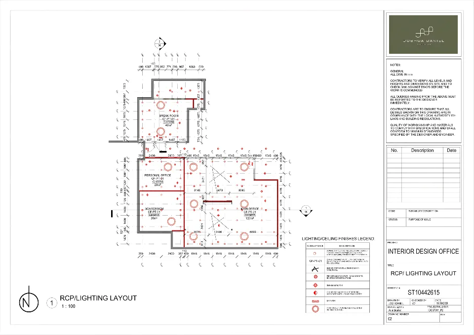 Reflected ceiling & lighting layout