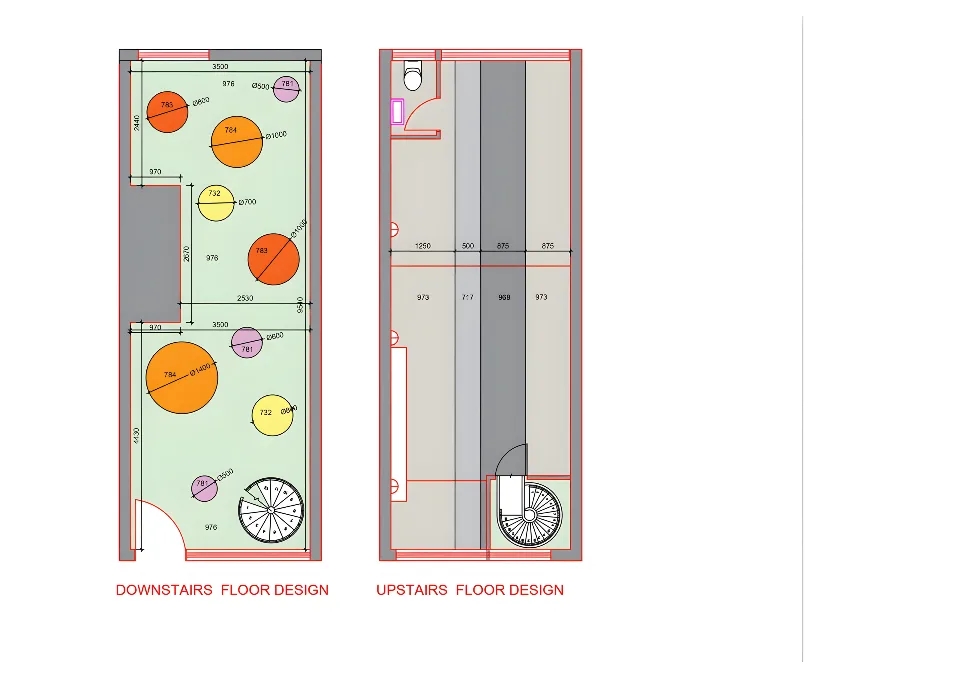 Downstairs and upstairs floor design